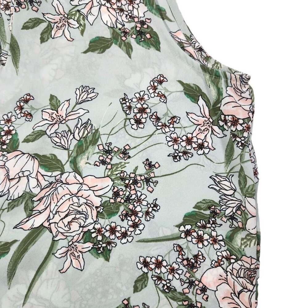 Loft‎ Outlet Women's Tunic Top Sz M Mint Green Floral Fairy Sleeveless Cottage - Picture 8 of 10